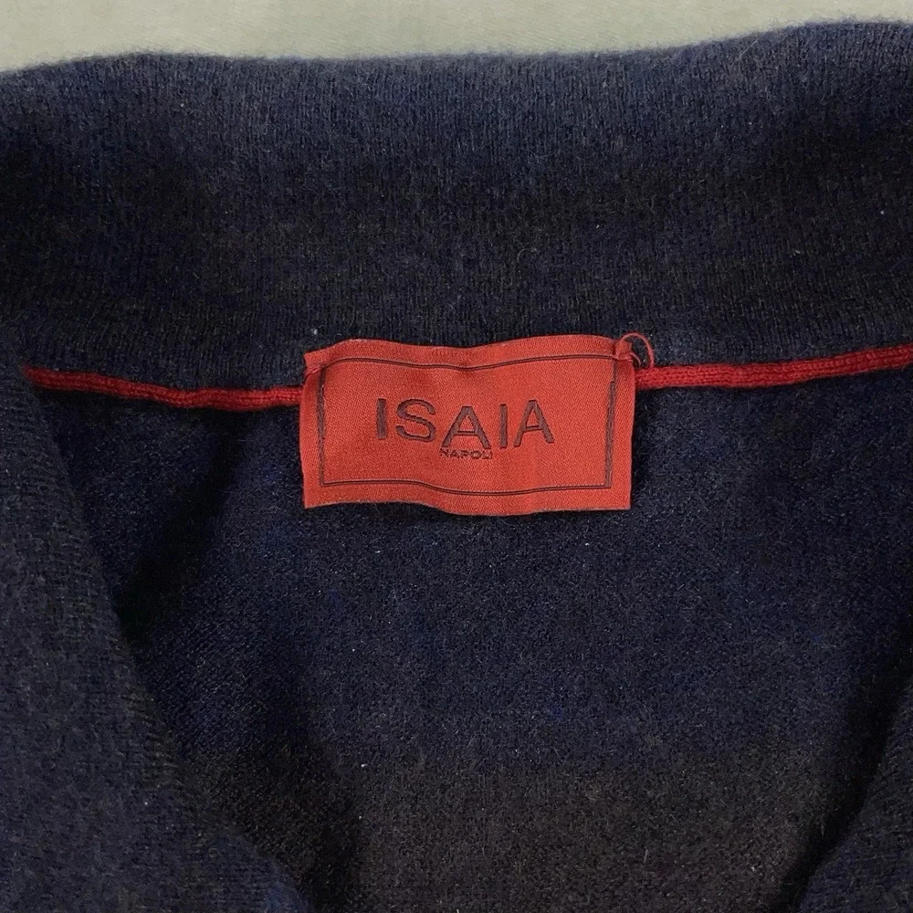 Isaia Cashmere Quarter Zip Sweater Mens Large Striped Long Sleeve Pullover Italy - Picture 5 of 15